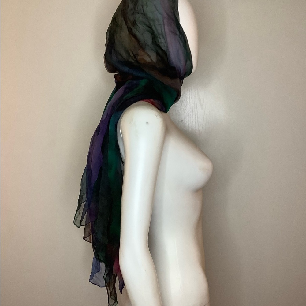 Elegant Multicolor Silk Scarf VTG Long Rectangle Scarf